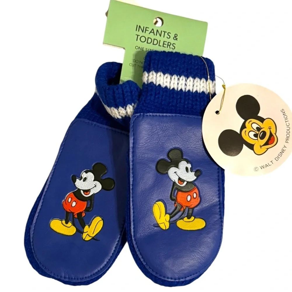 Vintage Mickey Mouse Infant/Toddler Mittens Walt Disney Productions NWT Knit